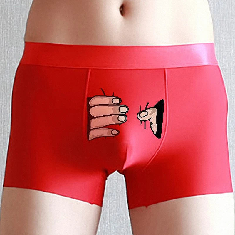 Men Silk Underwear Cartoon Boxer Mens Boxers Creative Funny