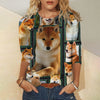 Womens Cat Print Loose T-Shirt Animal Print Long Sleeve Shirt Fashion Clothing 2024 Ladies Cute Print Long Sleeve