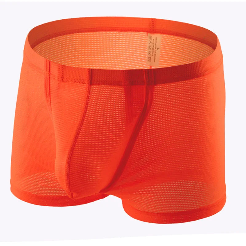 CLEVER-MENMODE Mesh Sexy Underwear Boxer Men Sheer Trunks Side Open Crotch  Transparent Boxershort Penis Pouch Panties Underpant