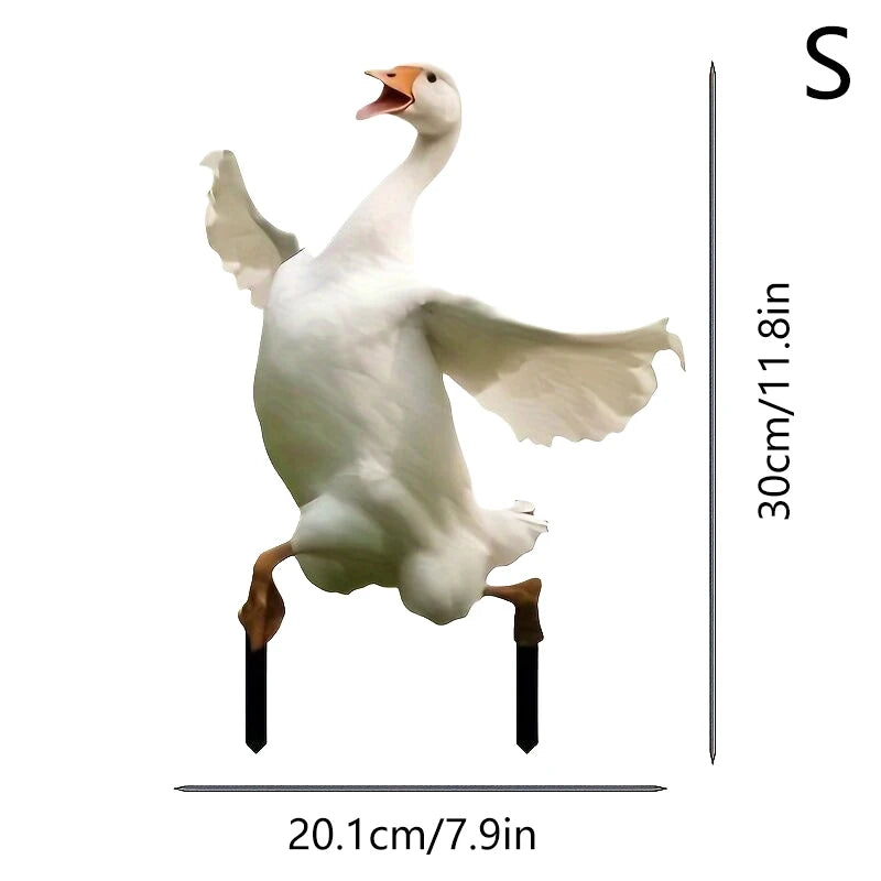 30*45cm Goose Acrylic Garden Stake Cute Goose Statue Garden Ornaments Lawn Potted Plant Decoration Flower Pot Embellishment
