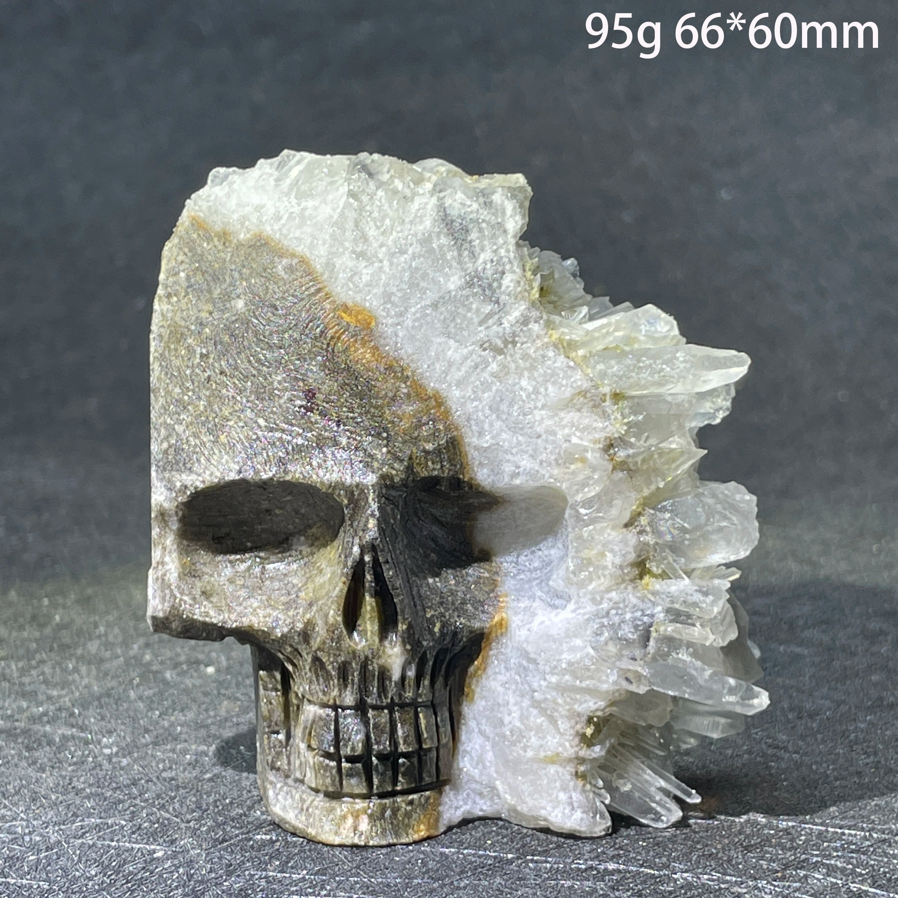 Natural Crystal Carving Skull Stone Clear Quartz Cluster Polished Rock