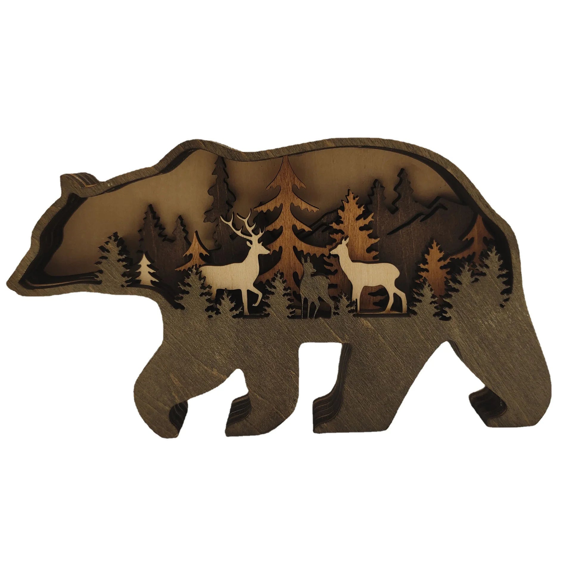 Wooden Hollow Christmas Animal Carving Desktop Home Craft Butterfly Ornament Living Room Decorative Accessory
