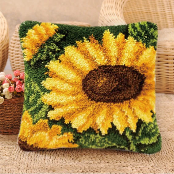 Flower Latch Hook Kit Cute Knooppakket Kussen Knopen Pillow Button Smyrna Knooppakket Needlework Button Packagek Linkhaak Kussen