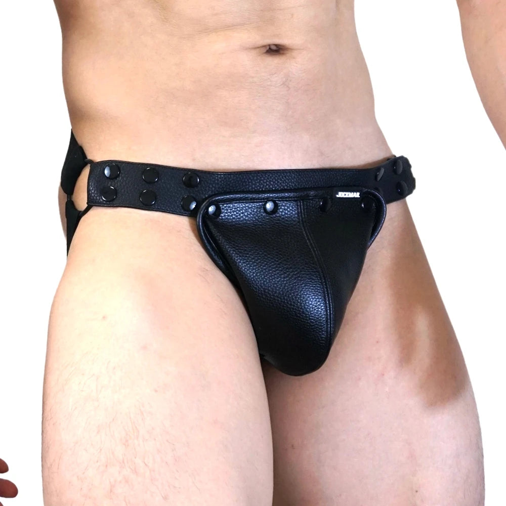 Men's Leather Tri Harness Chest Armor Buckles Adjustable Size Jockstrap Gay Costume.Adjustable Left and Right Shoulders