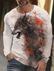 2024 new men's Ukiyoe long-sleeved T-shirt 3d printed high-definition wolf print men's autumn top casual round neck T-shirt