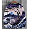 3D Print Ukiyoe Sea Wave Hoodie For Men Vintage Plant Graphic Pullover Autumn Long Sleeve Oversized Sweatshirt O-Neck Hoodies