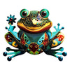 Eye-catching Metal Art Frog Wall Decor Colorful Iron Art Frog Sculpture Frog Hanging Ornament for Outdoor Home Yard Garden Fence