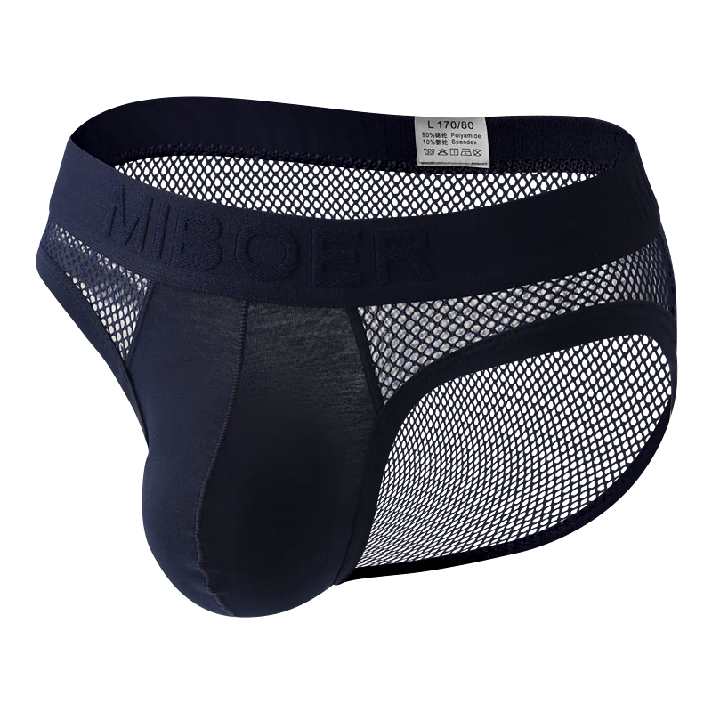 Men's Sexy High-Elastic Mesh Briefs Classic Black White Sports Low-Rise Gym Underwear Breathable Comfortable Athletic Fit Underw