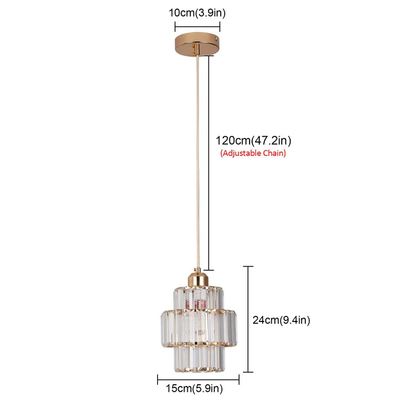 Modern Pendant Light K9 Crystal Chandelier Indoor Ceiling Lamp Bedroom Lustre Dining Table Kitchen Island Fixtures Home Decor