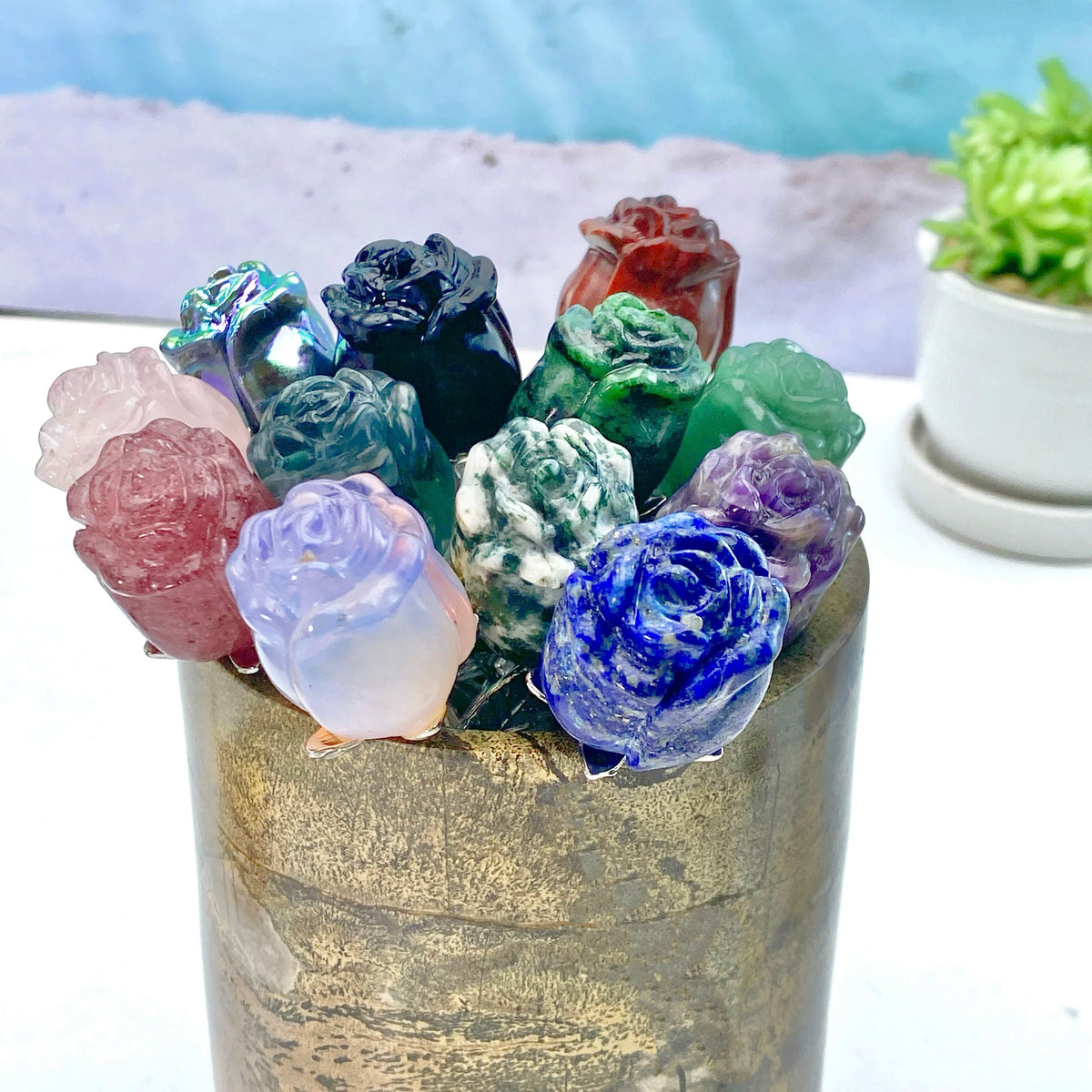 1PC Crystal Carved Rose Flower,Excellent Gifts,Ideal for Valentine's Day,Mother's Day,Graduation Gift,Home Decor Accent