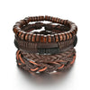 New Trendy Retro 4pcs/Set Bracelets & Bangles Men's Multilayer Black Leather Jewelry Charm Pulseiras Boyfriend Wristband