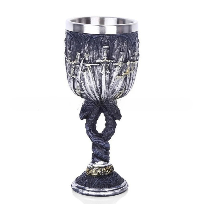 High-footed Cup Gift Resin Skull Cup, Creative 3D Stereoscopic Wolf Head Stainless Steel Decorative Cup