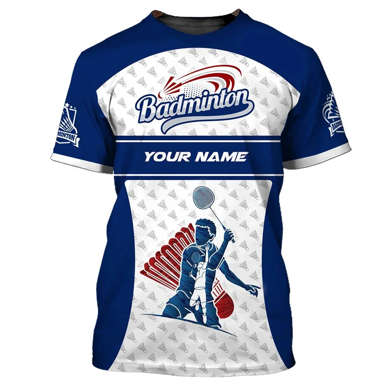 Fashion Badminton Pattern T Shirt Men Kids Summer Sports Short Sleeve Tops 3D Printed Tee Shirts Tracksuit Round Neck T-shirt