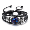 Luminous 12 Zodiac Constellation Sign Braided Couples Leather Bracelet For men Black Rope Charm Party Grow in the dark Jewelry