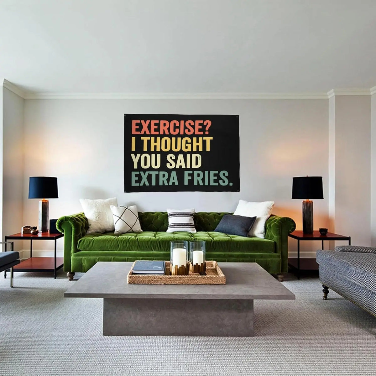 Flagicts 100% Polyester Exercise I Thought You Said Extra Fries Funny Flags