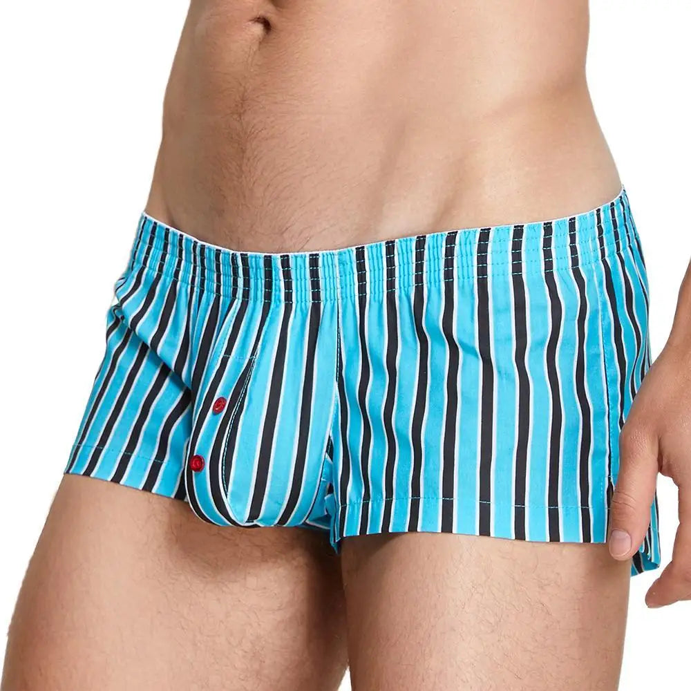 SEOBEAN 100% Cotton Men's Boxers Classic Plaid Boxer Shorts Mens Underwear Panties Home Shorts Sleep Lounge Pajama Shorts