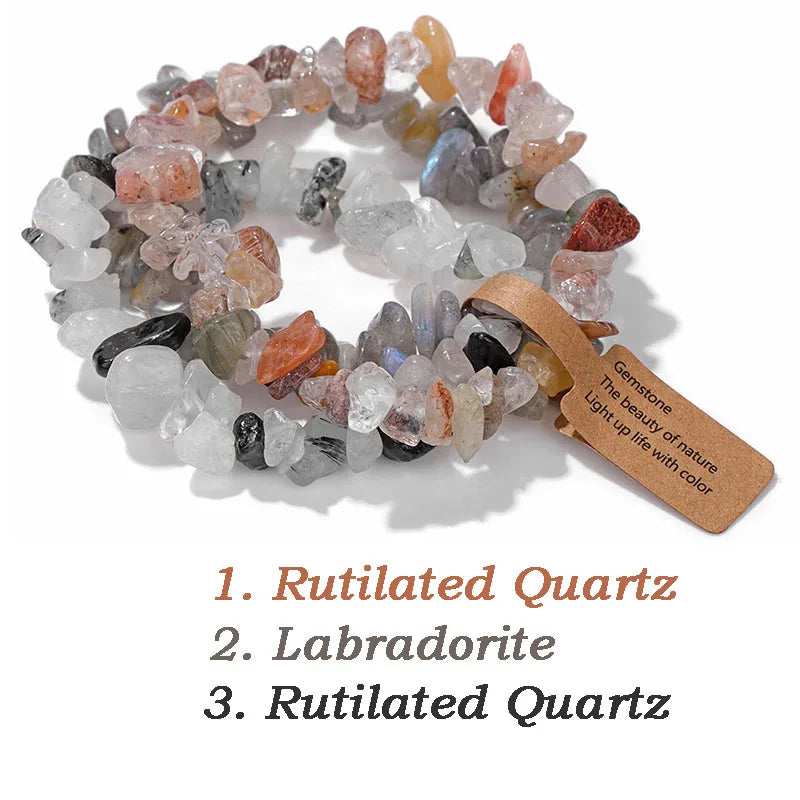 Irregular Natural Stone Bracelet Crystal Quartz Amethysts Tiger Eye Chips Gravel Beads Bracelets for Women Men Healing Jewelry