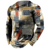 Vintage Men's Long Sleeve T-shirt Tops Plaid Print Autumn Oversized Sweatshirt Male O-neck Casual Daily Streetwear Men Clothing