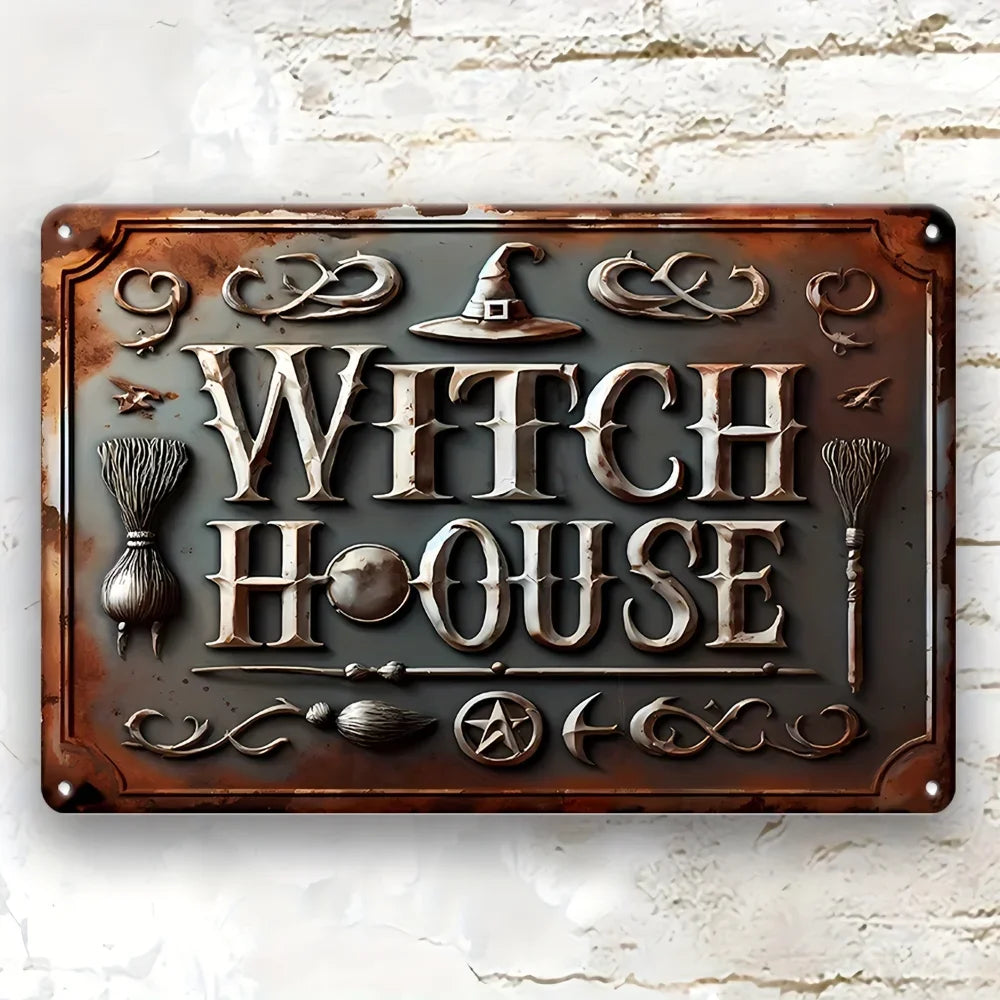 Vintage Style Witch House Iron Sign: Decorative Wall Hanging for Home, Garden, Cafe, or Farmhouse – Perfect Multipurpose Decor
