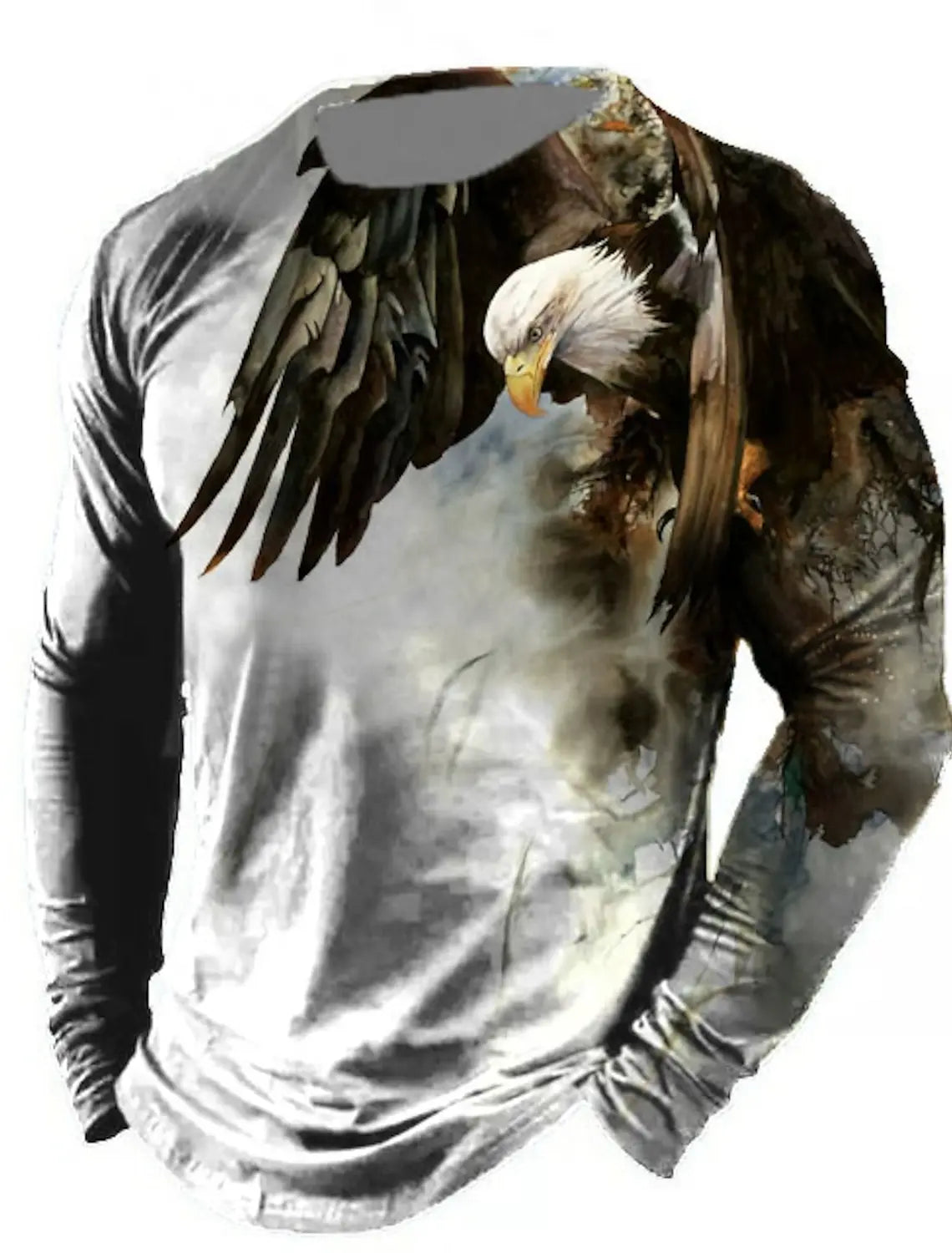 Men's Tshirt Tee Distressed Graphic Prints American Flag National Flag Crew Neck Outdoor Street Long Sleeve Print Clothing