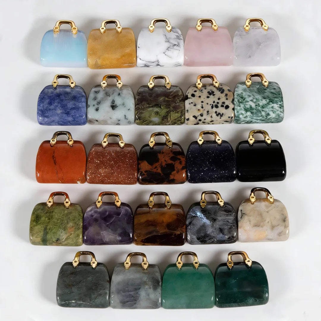 Crystal Handbag Gemstone Pendant Necklace