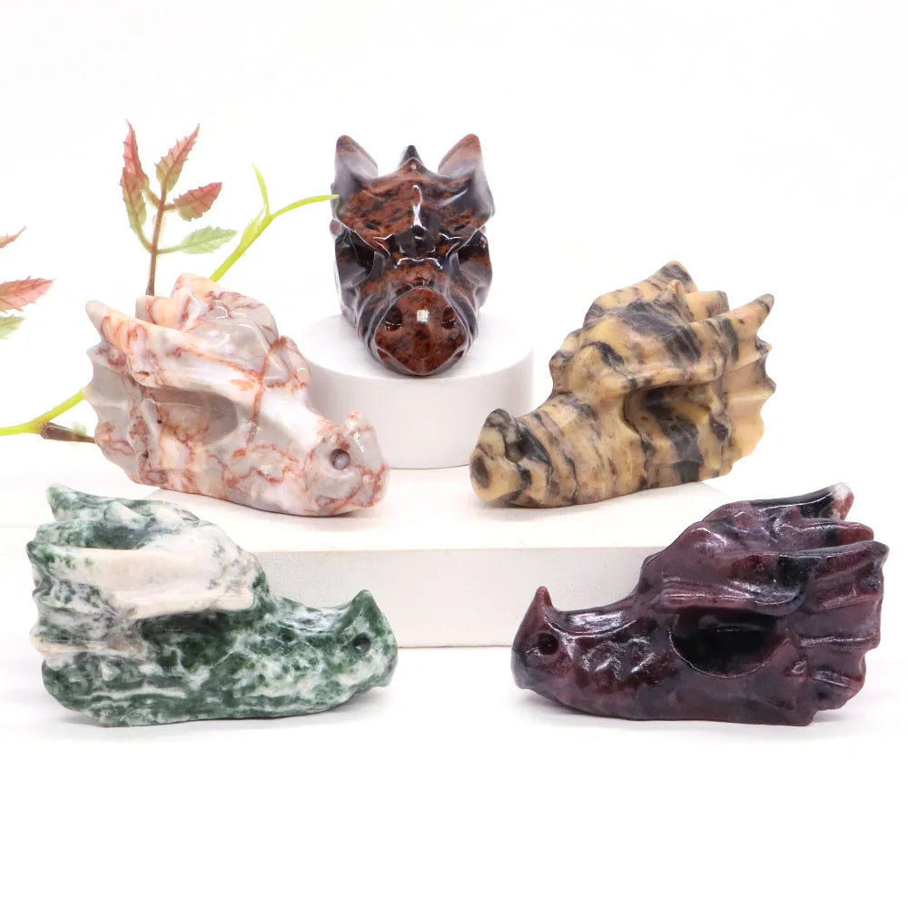 Dragon Head Statue Natural Gemstone