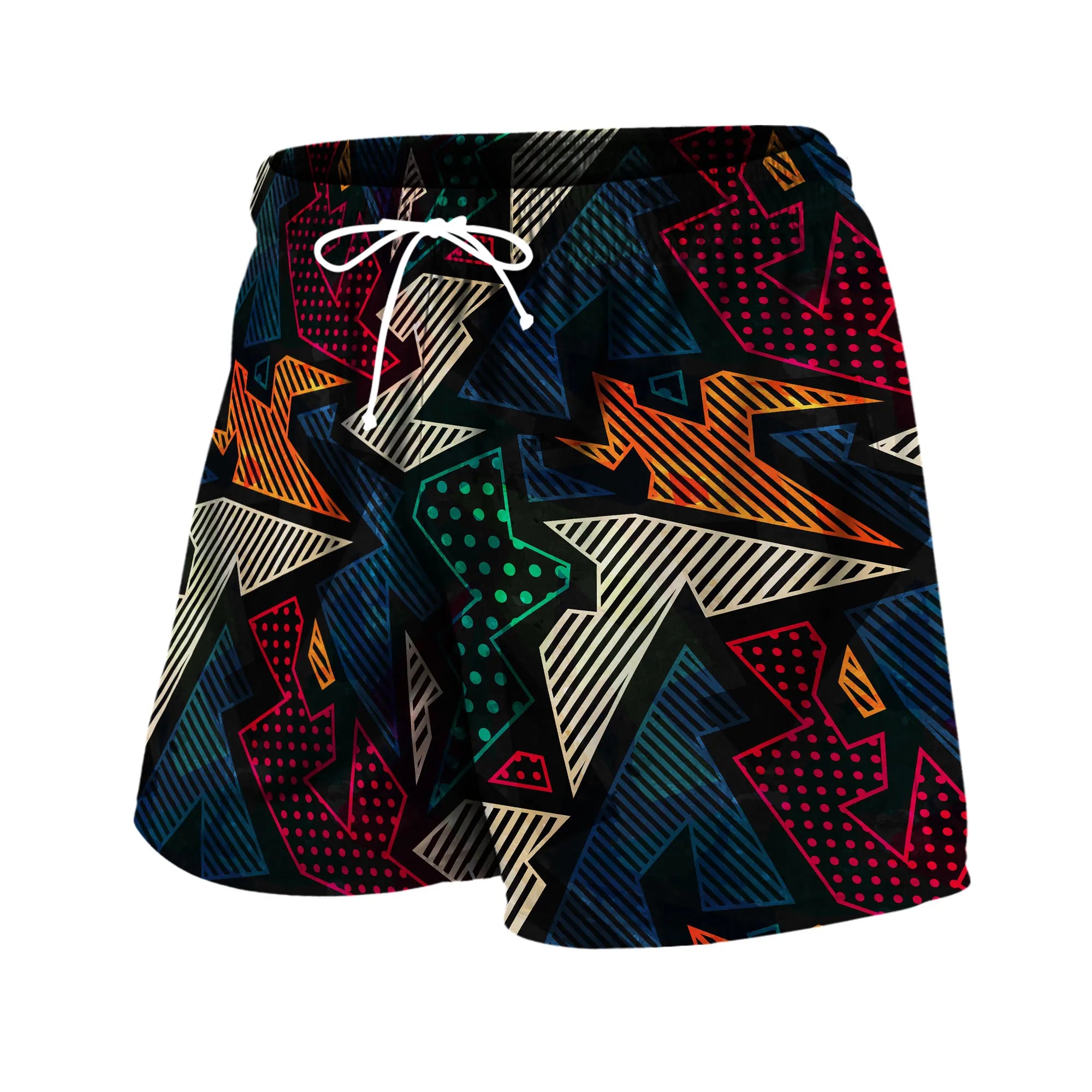 Personality Stripe Men's Beach Shorts Summer Color Block Casual Man Bottoms Sports Wear Breathable Short Pants Trend Streetwear