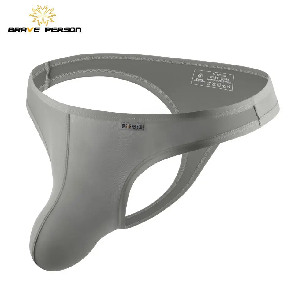 BRAVE PERSON Men's Sexy Underwear Men Briefs Bikini Thongs Thin Breathable U Convex Big Penis Pouch Design Low Waist Underpants