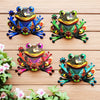 Eye-catching Metal Art Frog Wall Decor Colorful Iron Art Frog Sculpture Frog Hanging Ornament for Outdoor Home Yard Garden Fence
