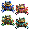 Eye-catching Metal Art Frog Wall Decor Colorful Iron Art Frog Sculpture Frog Hanging Ornament for Outdoor Home Yard Garden Fence