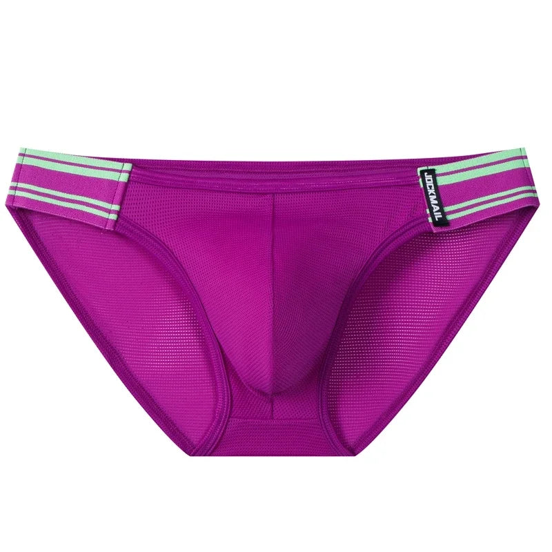Men Bikini Briefs Sexy Underwear Gay Panties Comfortable Penis Pouch Slip Hombre Cuecas Male Underpants Nylon Mesh Quick Dry