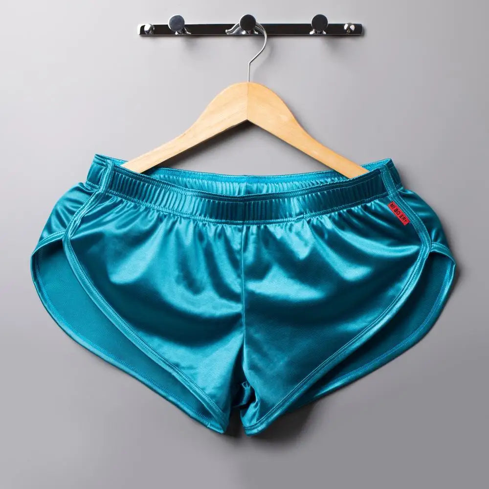 Mens Sexy Pajamas Boxer Shorts Smooth Silk Underwear Men Sleep Bottoms Homewear Lounge Shorts Male Panties Boxers
