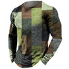 Vintage Men's Long Sleeve T-shirt Tops Plaid Print Autumn Oversized Sweatshirt Male O-neck Casual Daily Streetwear Men Clothing