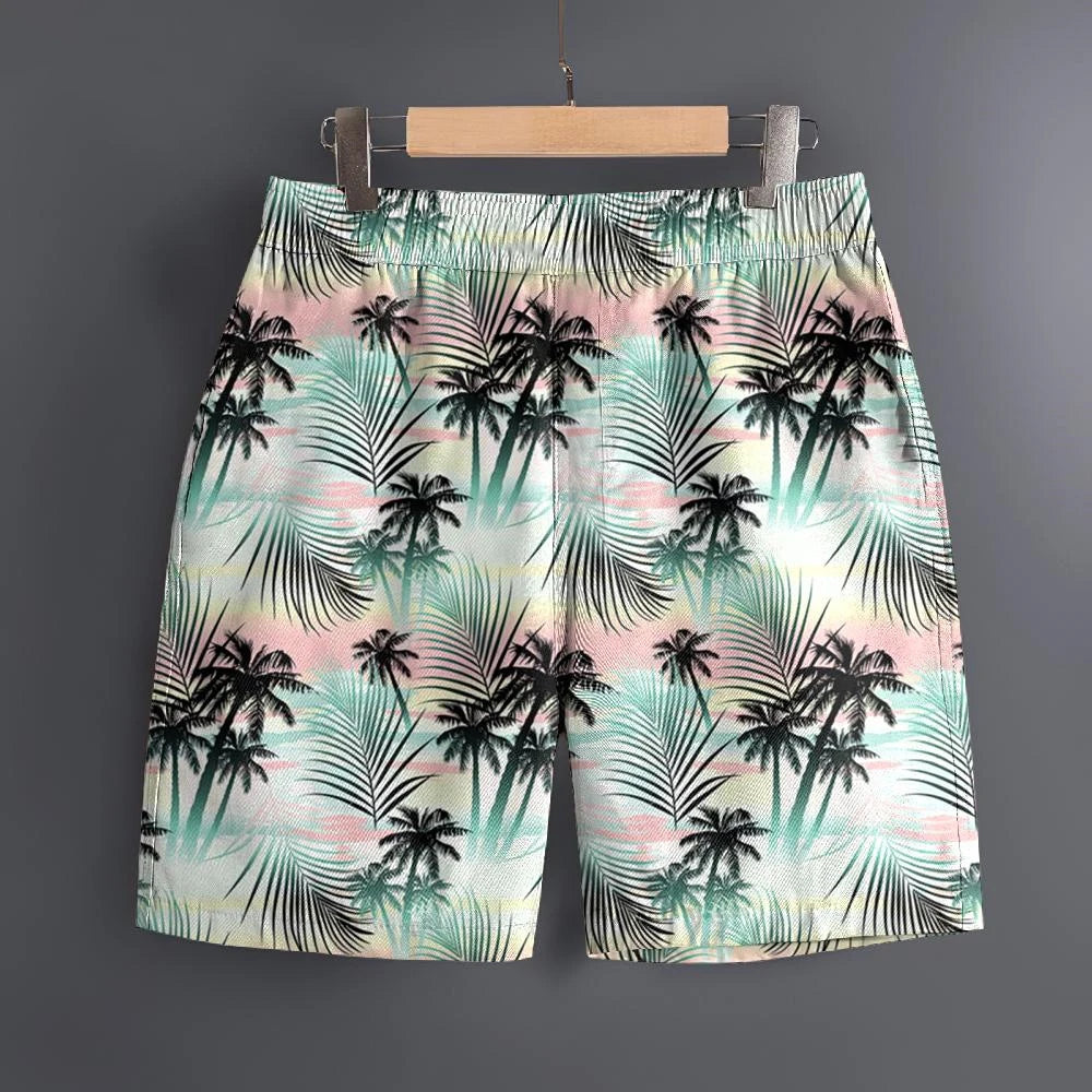 Men's Hawaiian 3D Summer Cool Leaf Pattern Beach Shorts Quick Dry Outdoor Leisure Sports Shorts Fashion Men's Shorts