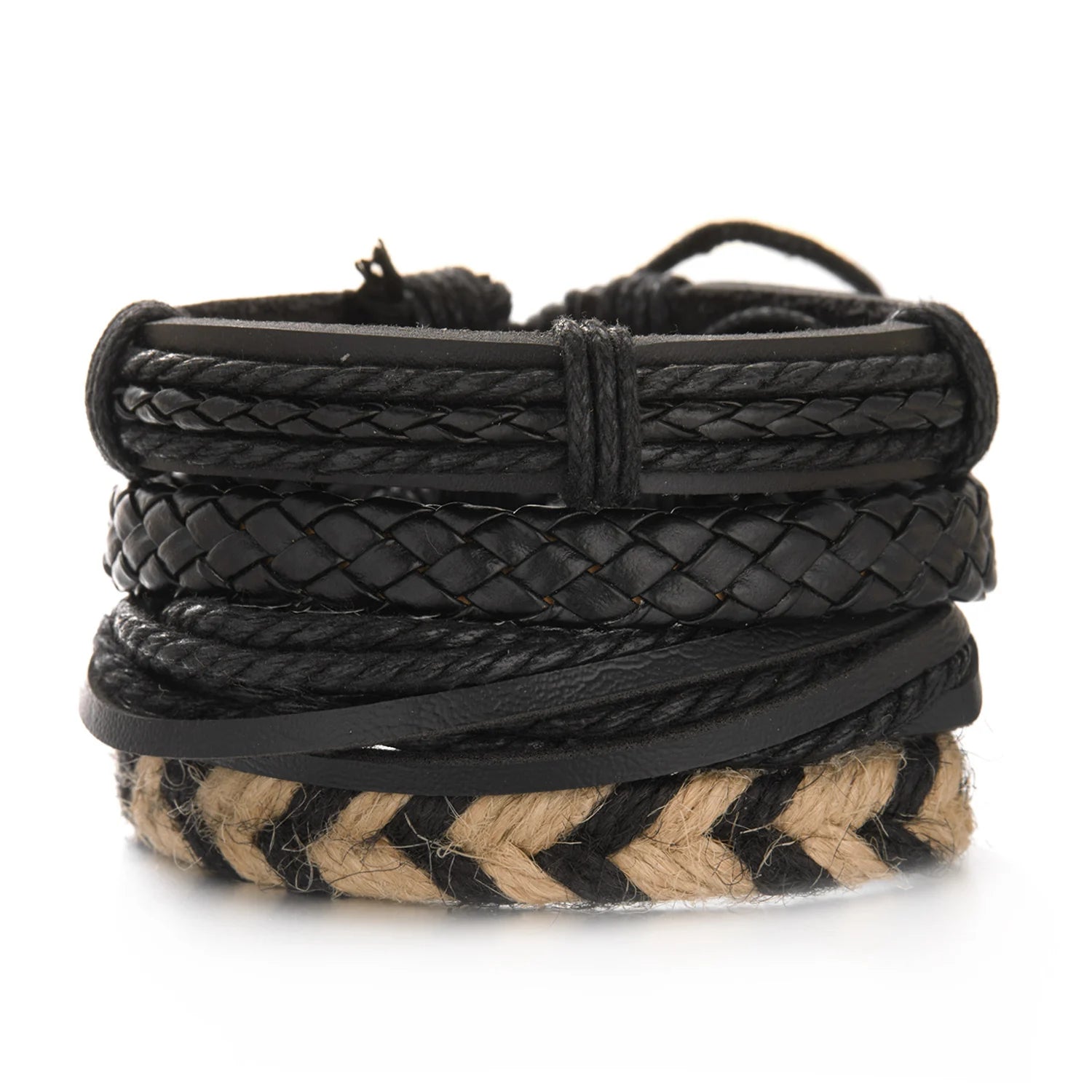 4Pcs/Set Braided Wrap Leather Bracelet for Men Women Vintage Yin Yang Infinity Wood Beads Charm Bracelets Male Wristband Jewelry