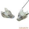 1.5" Wolf Head Stone Pendant Natural Healing Crystals Hand Carved Wolves Animal Statue Figurine Gems for Jewelry Making Necklace