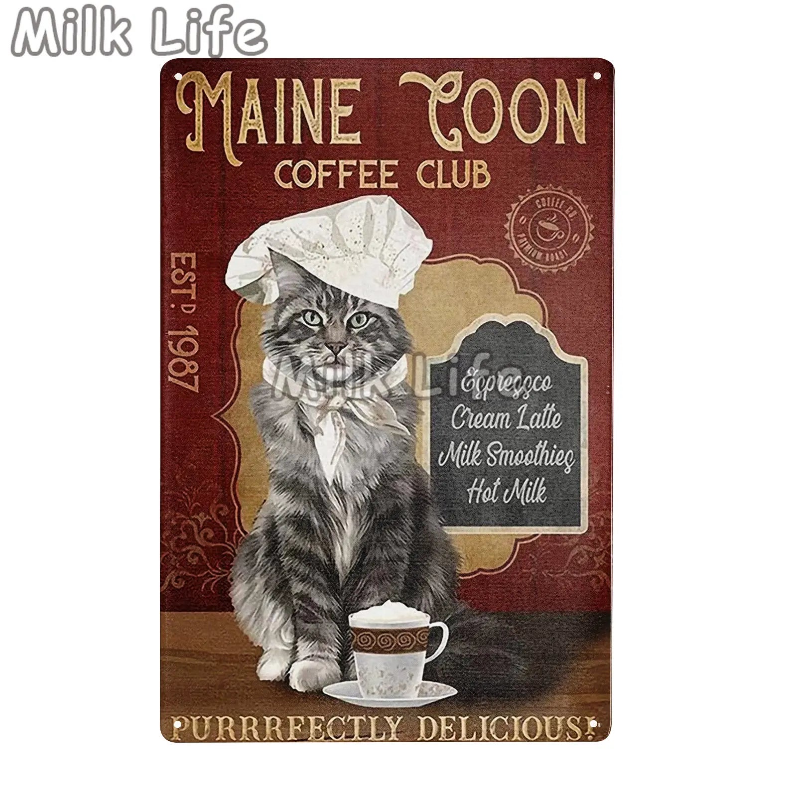 Maine Coon Cat Cafe Decoration Wall Crafts Metal Plaque Poster Decoration Wall Mural Plaques Tin Sign Posters Art Wall Decor
