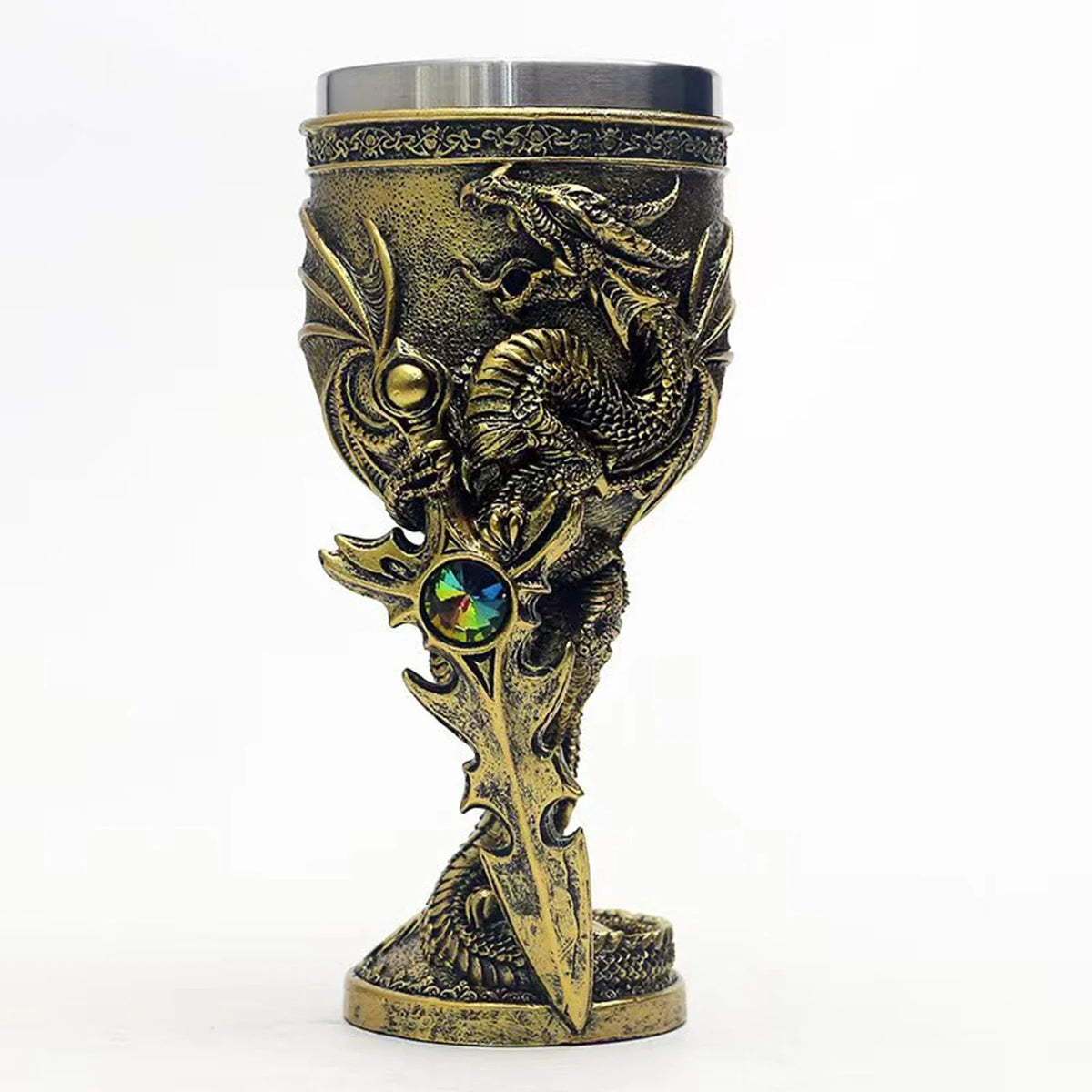 Medieval Dragon Sword Beer Mug Goblet Resin Stainless Steel Wine Glass Cocktail Glass Personalized Gift Bar Decoration Ornaments