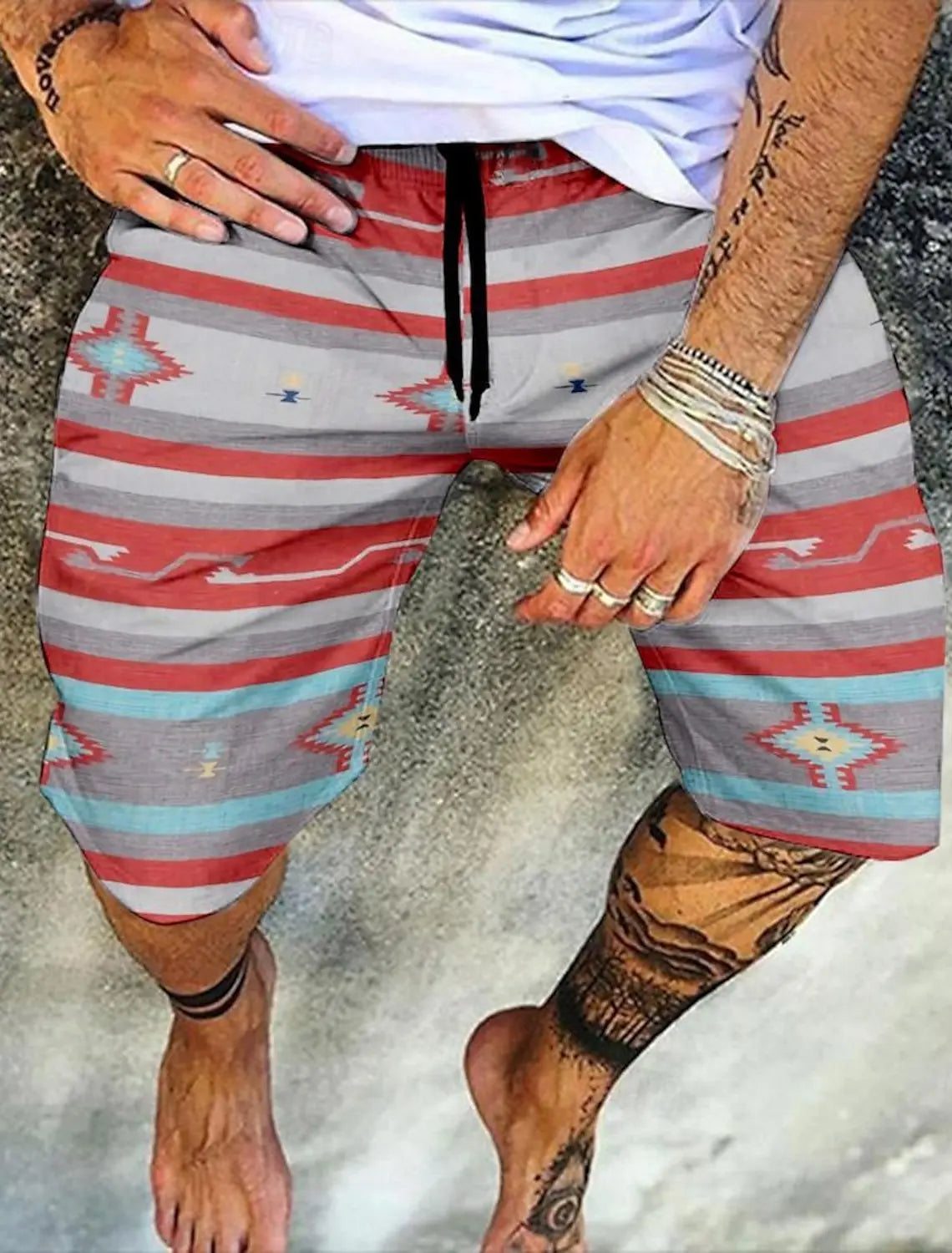 Men's Retro Swim Trunks 3D Ethnic Style Printed Beach Shorts Quick Dry Outdoor Leisure Sports Shorts Swimwear Men's Shorts