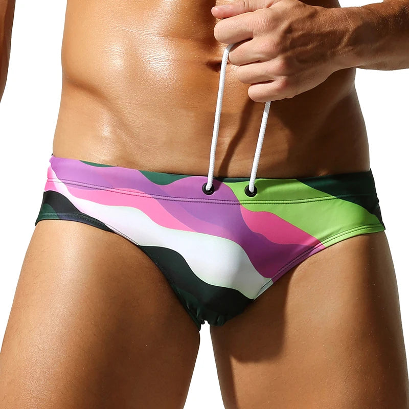 SEOBEAN Men's Swim Shorts Low-Waist Quick-Dry