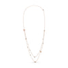 18K Rose Gold 1/2 Cttw Diamond and Freshwater Pearl Double Strand Station Necklace  (G-H Color, SI1-SI2 Clarity) - Adjustable up to 16" to 20"