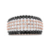 18K Rose Gold 2 1/5 Cttw Black and White Diamond 6 Row Band Ring (F-G and Black Color, VS1-VS2 Clarity) - Ring Size 7