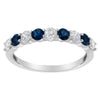 10KT White Gold 1/2 cttw Diamond and 3MM Created Blue Sapphire Gemstone Band Ring (H-I, I1-I2) - Size 7