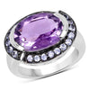 5.56 Carat Genuine Amethyst & Tanzanite .925 Sterling Silver Ring