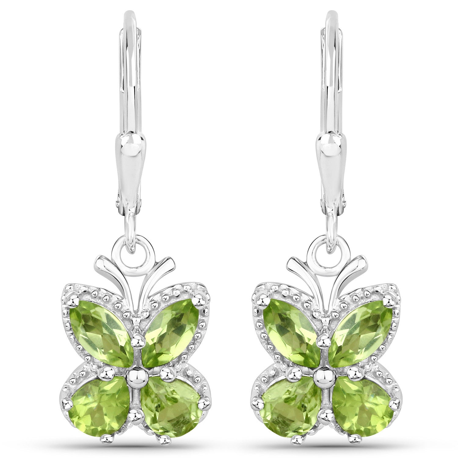 2.28 Carat Genuine Peridot .925 Sterling Silver Earrings