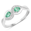 0.35 Carat Genuine Zambian Emerald and White Diamond 14K White Gold Ring