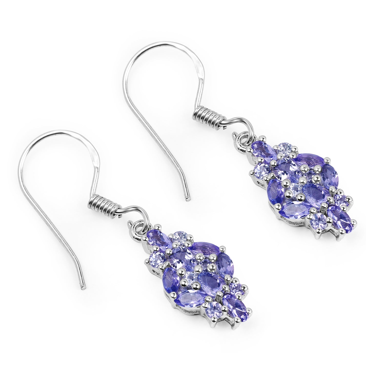 2.04 Carat Genuine Tanzanite .925 Sterling Silver Earrings