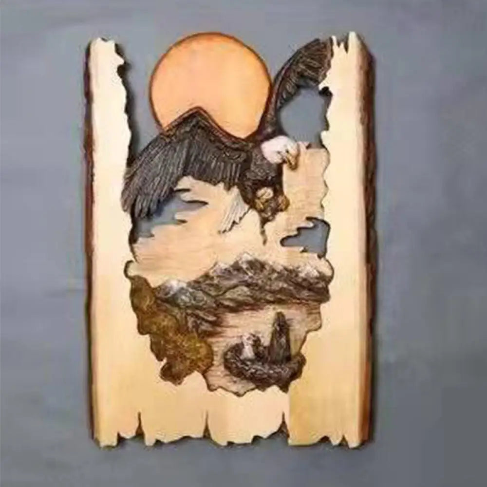 Animal Carving Handcraft Wall Hanging Sculpture Wood Raccoon Bear Deer Hand Painted Decoration For