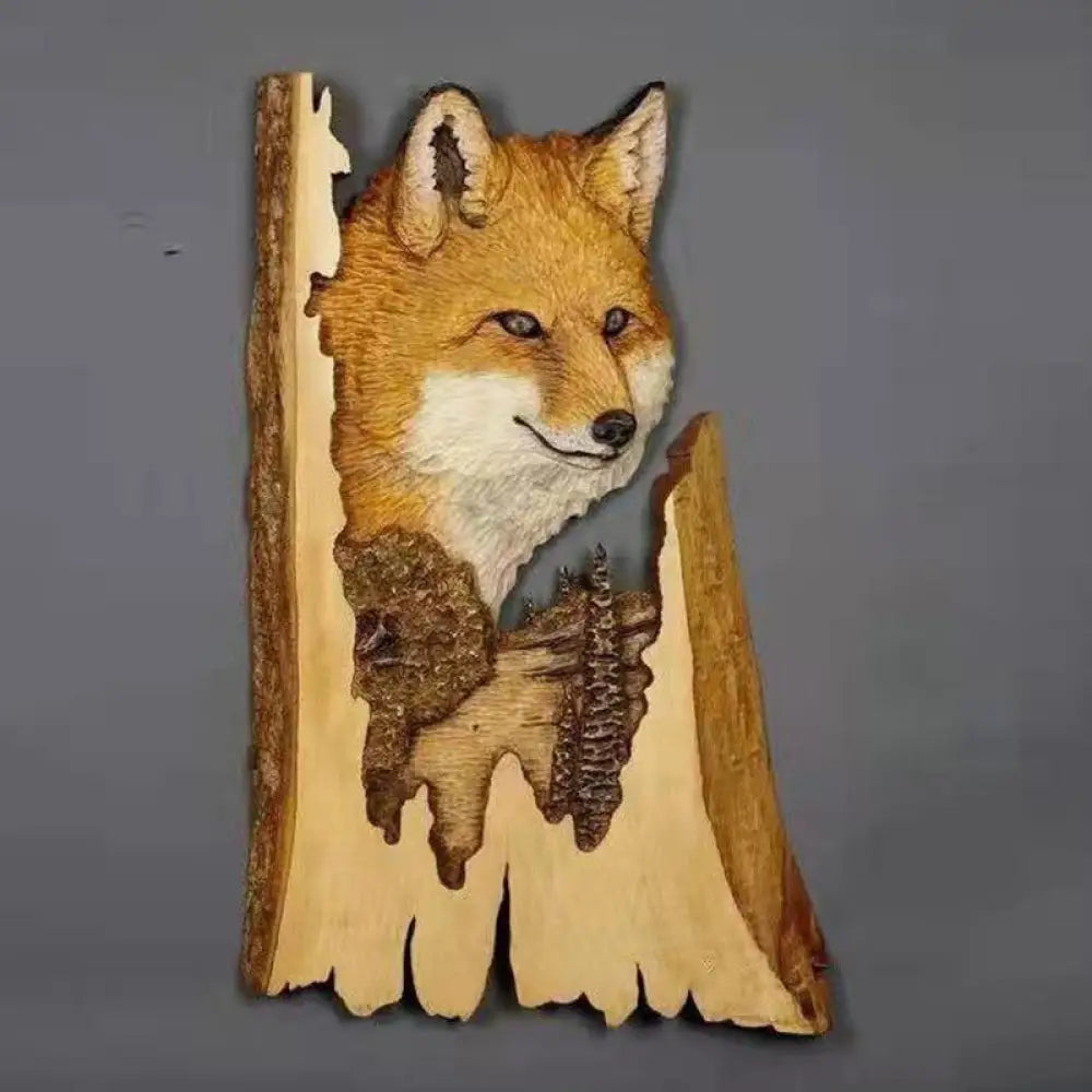 Animal Carving Handcraft Wall Hanging Sculpture Wood Raccoon Bear Deer Hand Painted Decoration For