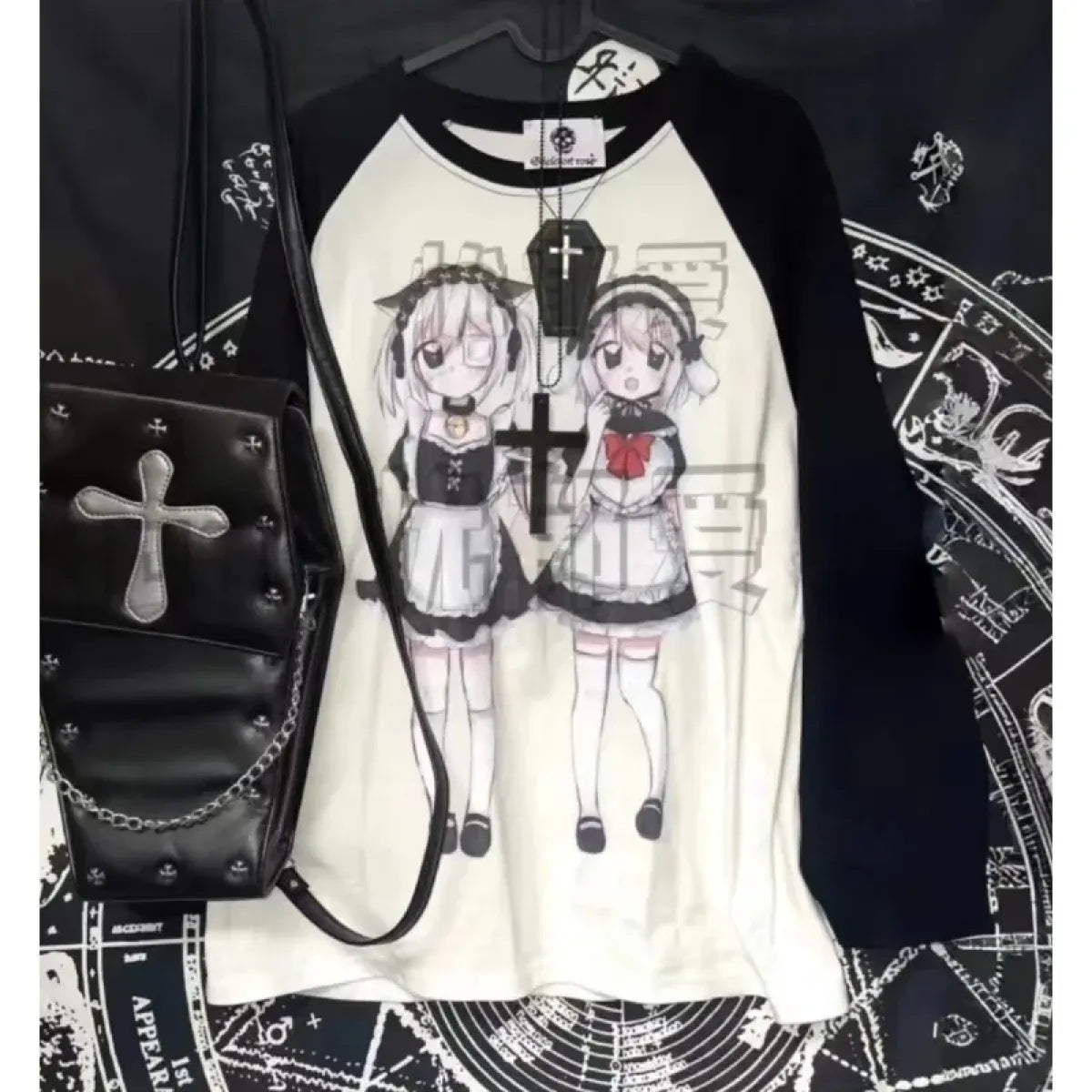 Yami Kawaii Long Sleeve Tee – Anime Maid Print